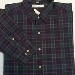 NWT Geoffrey Beene long sleeve plaid button-down